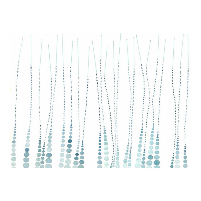 Contemporary Abstract Watercolor/Work on Paper Painting "Blue Water Dots" by Holly Miller For Sale