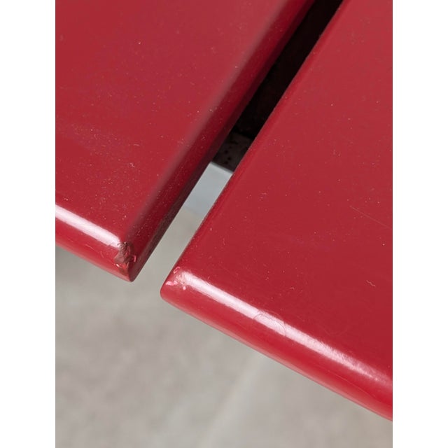 Postmodern Chairs in Chrome Steel and Red Wood, 1980s, Set of 4 For Sale - Image 10 of 12