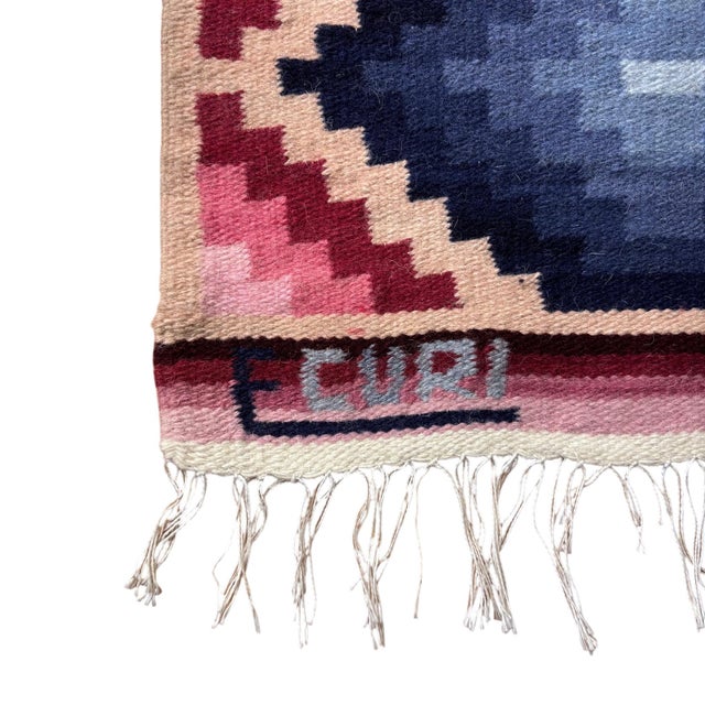 Hand-Woven Ecuadorian Wool Kilim, Signed For Sale - Image 4 of 13