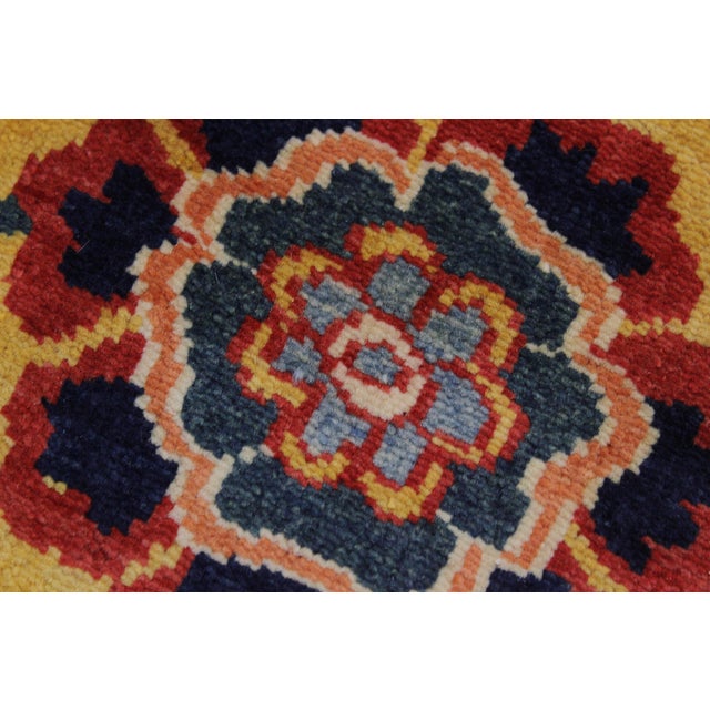 Rustic Super Kazak Gold/Red Wool Runner Rug- 2'11'' X 10'1'' For Sale In New York - Image 6 of 10