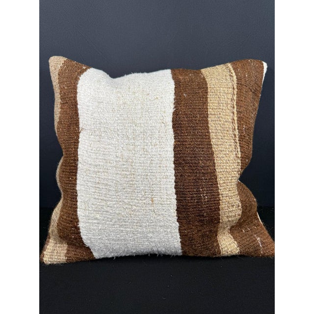Turkish Hemp Pillow Cushion Natural Beige Brown Cushion Cover 20x20 For Sale - Image 4 of 4