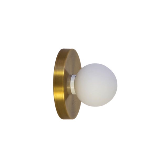Globe Sconce Brushed Brass, 3 Inch Glass Globe, by Research.Lighting, Modern, Minimal For Sale - Image 4 of 6