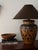 Burnt Orange Late 20th-Century Geometric Relief Earthenware Table Lamp For Sale - Image 8 of 11