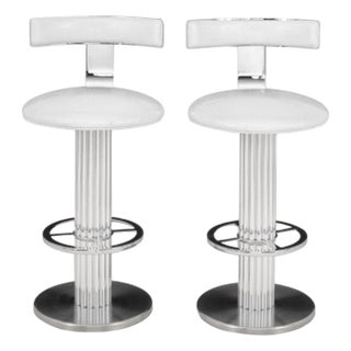 Design for Leisure Chrome Swivel Bar Stools, Pair For Sale