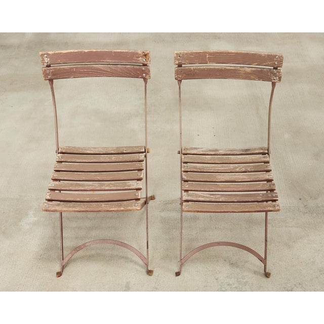 Set of Ten French Folding Iron Bistro Dining Chairs For Sale In Sacramento - Image 6 of 18