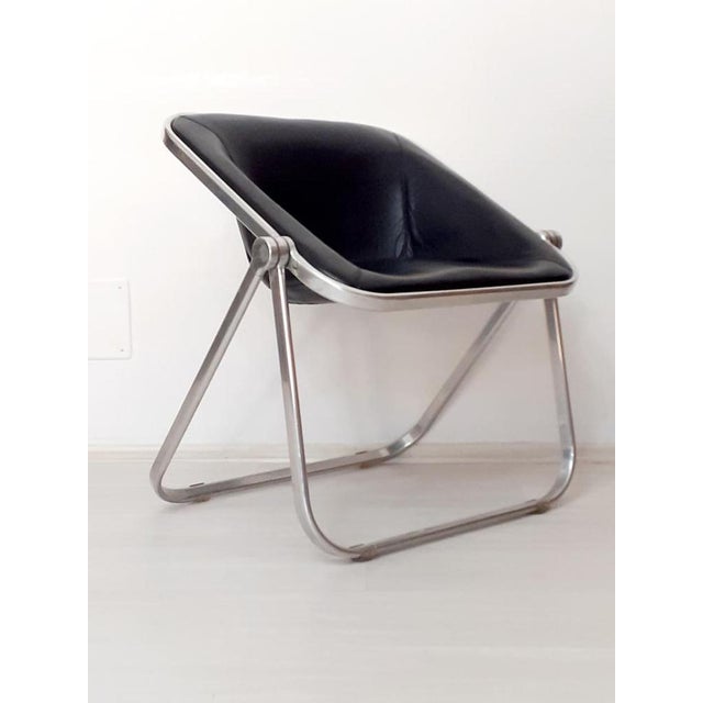 Black Leather Plona Folding Armchair by Giancarlo Piretti for Anonima Castelli, Italy, 1970 For Sale - Image 12 of 12