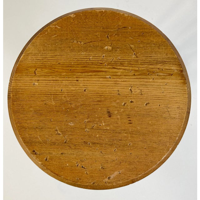 Mid 20th Century Industrial Wood and Steel Stool For Sale - Image 4 of 5