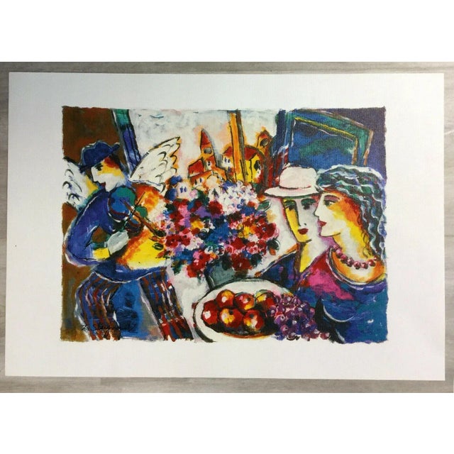 1970s Modern Unframed Canvas Winged Violinist Zamy Steynovitz Signed Seriolithograph For Sale - Image 5 of 5