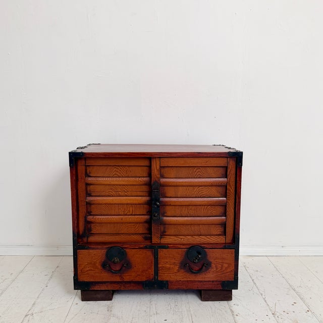 Vintage Japanese Choba Tansu Chest with Original Iron Hardware, 1920 For Sale - Image 15 of 15