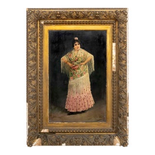 Adolfo Aguila Acosta Portrait of a Woman Oil on Panel For Sale