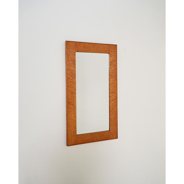 Wood Scandinavian Mirror in Marbled Birch, 1950s For Sale - Image 7 of 7
