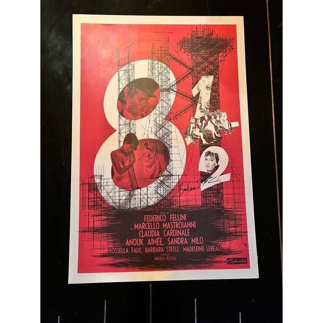Mid 20th Century Frederico Fellini's 8 1/2 Movie Poster Signed by Barbara Steele For Sale In Los Angeles - Image 6 of 11