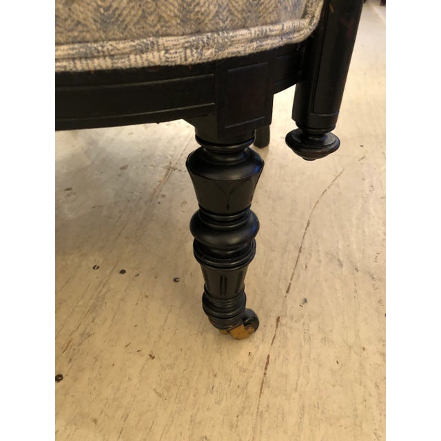 Victorian Ebonized Victorian Armchair Newly Upholstered in Light Blue For Sale - Image 3 of 12