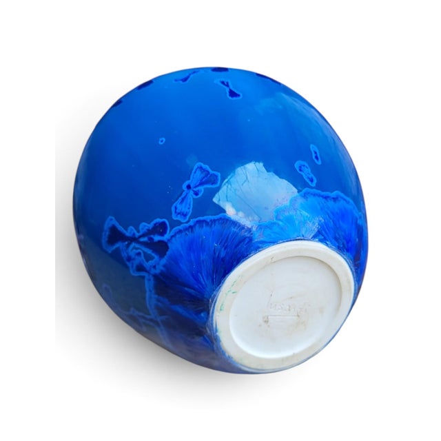 1980s Vase in Glazed Porcelain with Blue Crystallizations by Patrice Lusardi, 1980s For Sale - Image 5 of 15