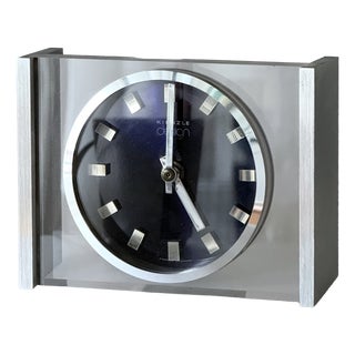 Table Clock in Acrylic Glass and Stainless Steel from Kienzle International, Germany, 1970s For Sale