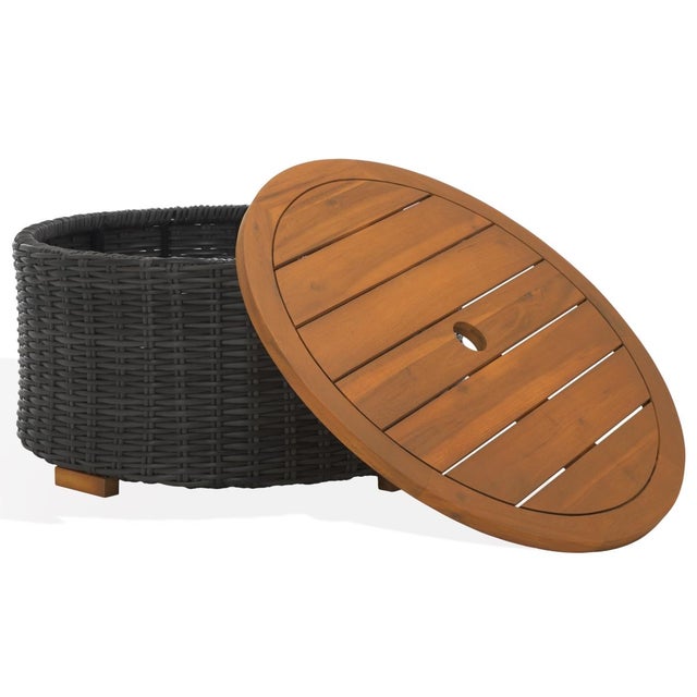 Dark Gray Anguilla Wicker Storage Outdoor Coffee Table, Dark Grey For Sale - Image 8 of 9