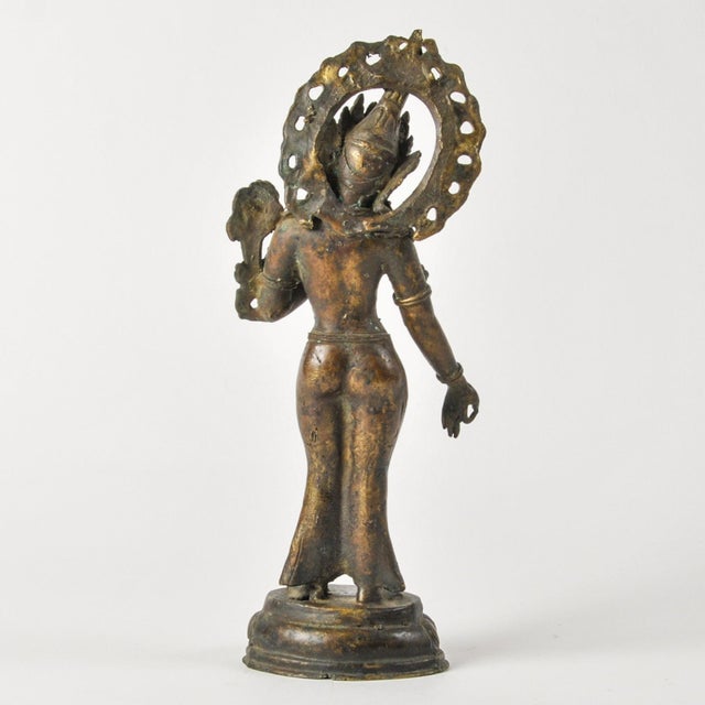 Bronze Antique Bronze Goddess Bodhisattva Tara 9.75" Tall For Sale - Image 8 of 18