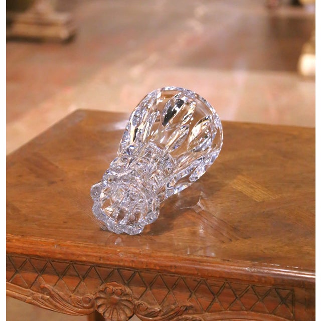 Mid-Century Val Saint Lambert Crystal Bud Vase With Faceted Cuts For Sale - Image 9 of 10