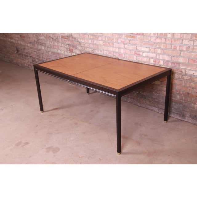 Harvey Probber Teak and Ebonized Mahogany Extension Dining Table, Newly Refinished For Sale - Image 9 of 13
