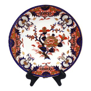 Antique 18th Century Georgian Royal Crown Old Japan Derby Imari Porcelain Plate Early Blue/Puce Mark