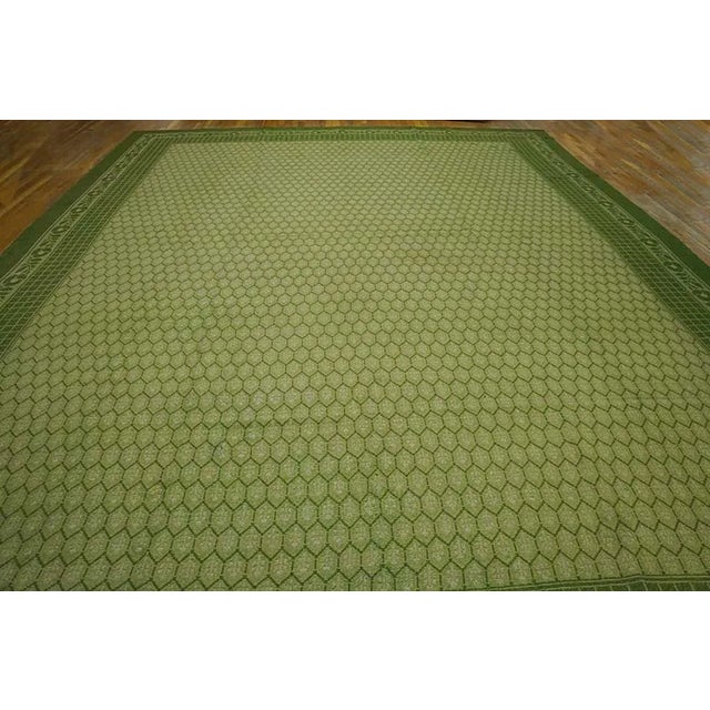 Textile Splendid Green Color With Small Ikat Pattern Design Antique Ingrain Rug For Sale - Image 7 of 7