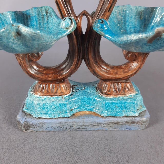 Vintage Majolica Terracotta Shell Centerpiece, 1960s For Sale - Image 9 of 13