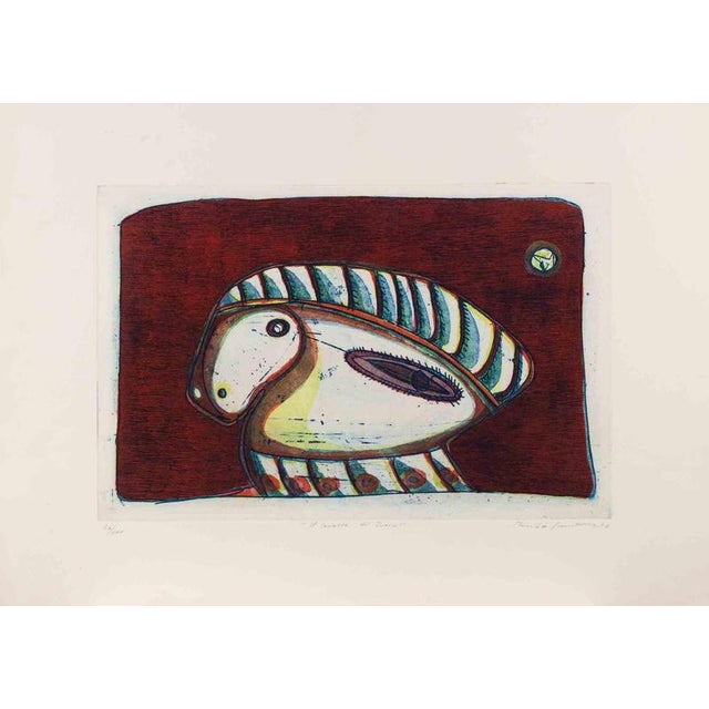 Etching on paper realized in 1976. Hand signed and numbered in pencil. Edition of 100. Ver good condition. This piece is...