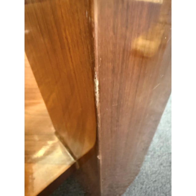 Mid-Century Modern Style Walnut & Burl Wood Coffee Table With Glass Top and Spherical Finials For Sale In Greensboro - Image 6 of 8