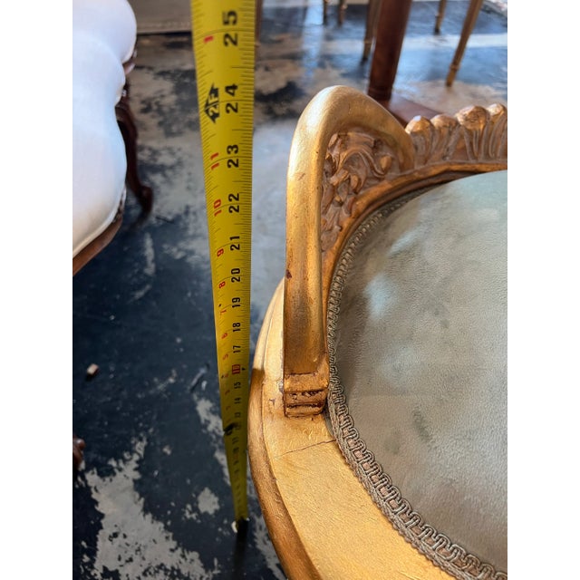 1970s Regal Gold Wooden Bench With Velvet Seating For Sale - Image 10 of 12