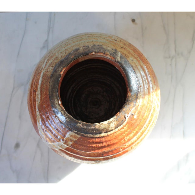 Brown Vintage Studio Pottery Vase or Vessel For Sale - Image 8 of 11