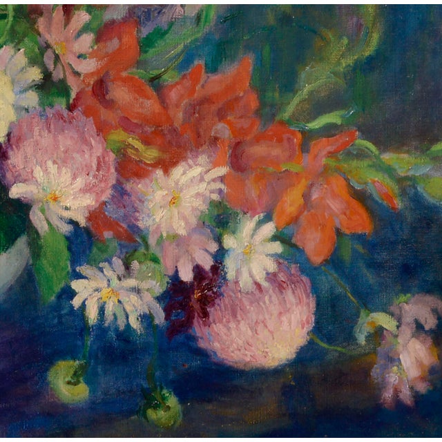 Textile 920s Spring Floral Still Life Oil Painting by Elizabeth Fitzgerald Forbes (Dallam), Framed For Sale - Image 7 of 10