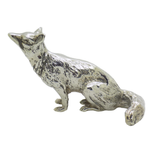 Vintage Italian Handmade Genuine Silver Large Fox Solid Figurine Decorative Gift
