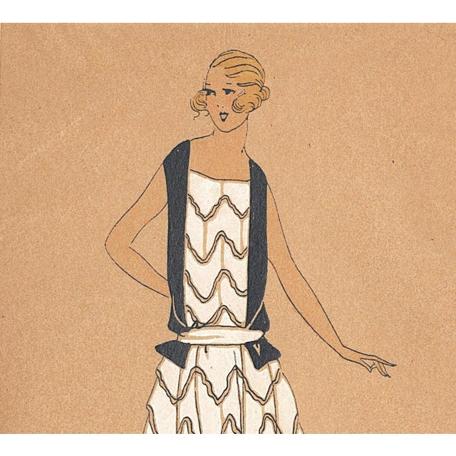 White 1922-1923 Set of 2-French Art Deco Couture Fashion Pochoirs For Sale - Image 8 of 9