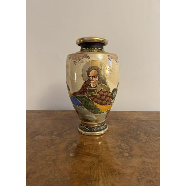 Large antique Japanese satsuma vase, having a quality large antique early 20th century Japanese satsuma vase, hand painted...