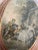 Rare vintage Italian Florentine wall plaque with garden scene. Hand painted with gold gilded paint and pink accents. Music...
