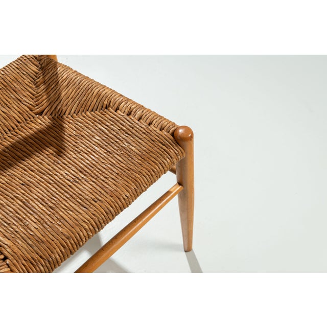 Orange Oak Dining Chairs with Papercord Seats, 1970s, Set of 4 For Sale - Image 8 of 11