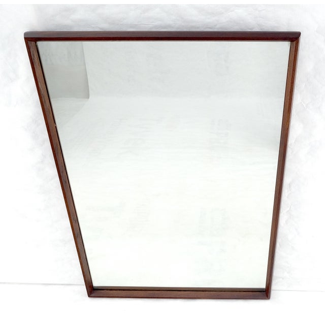 Wood Mid Century Modern 2" Deep Profile Solid Walnut 32x43 Rectangle Wall Mirror MINT For Sale - Image 7 of 15