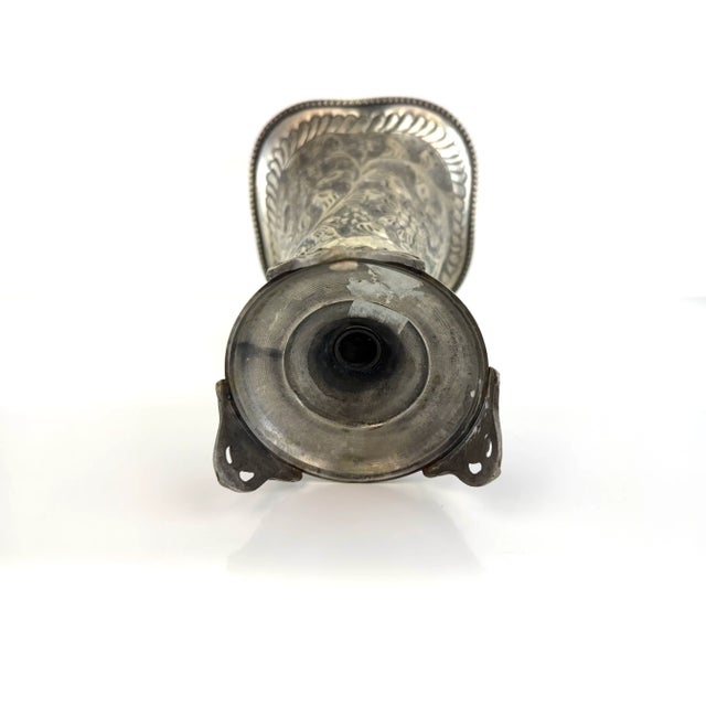 Vintage European Silverplate Repoussé Floral Vase on Ornate Base For Sale - Image 10 of 10