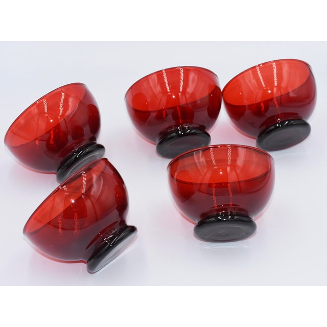 1950s 1950s Low Sherbet Baltic Royal Ruby by Anchor Hocking - 5pc Set For Sale - Image 5 of 5