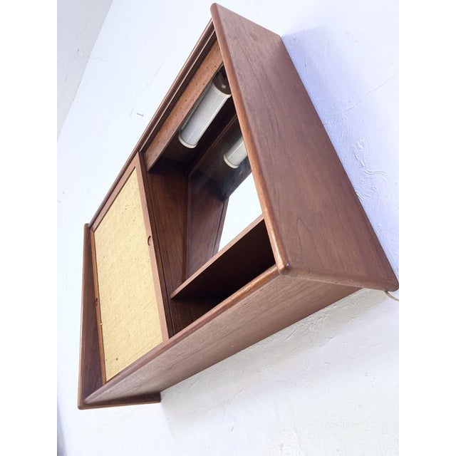 Teak Wall Cabinet with Mirror attributed to Arne Wahl Iversen for Brenderup, Denmark, 1960s For Sale - Image 9 of 15