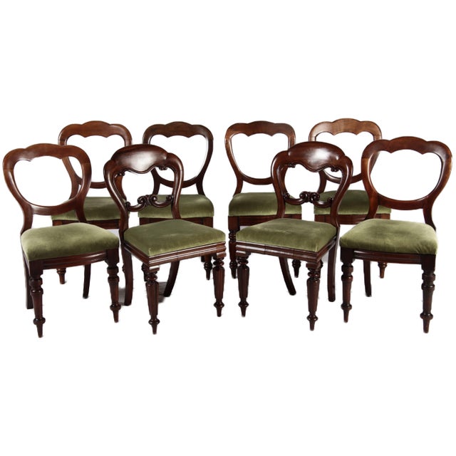 Baroque Antique Victorian Mahogany Chairs with Balloon Backs, 1840s, Set of 8 For Sale - Image 3 of 18