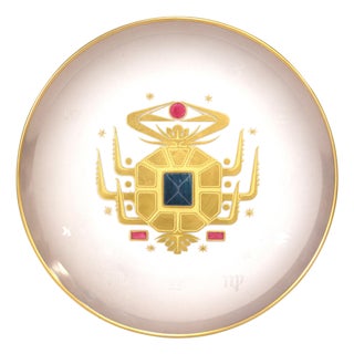 Vintage Zodiac Cancer Plate in 24k Gold Porcelain from Arte Morbelli, Italy, 1970s For Sale