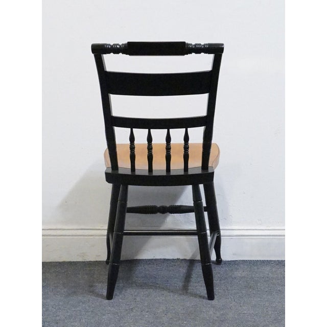 Genuine Hitchcock Black & Gold Accent Side Chair W. Rush Seat & Hand Painted Florals For Sale In Kansas City - Image 6 of 11