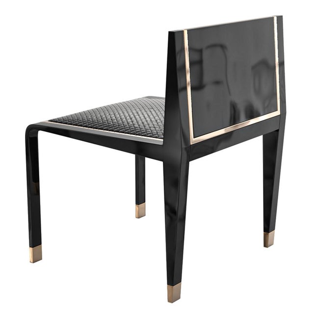 "Costiera" Chair With Bronze Details and Tailor Made Woven Leather For Sale - Image 4 of 8