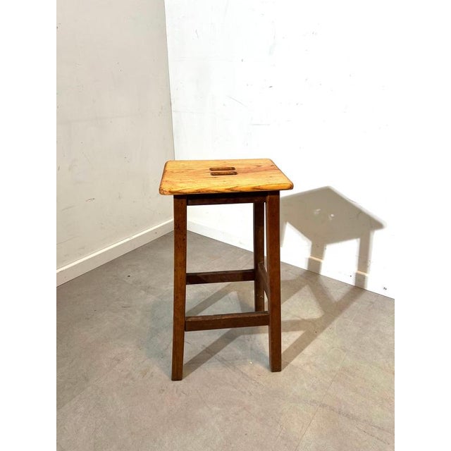 Wood Vintage Wooden Bar Stool For Sale - Image 7 of 7