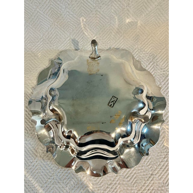 Metal Vintage 10” Footed Silver Plate Art Nouveau Bonbon Bowl For Sale - Image 7 of 7