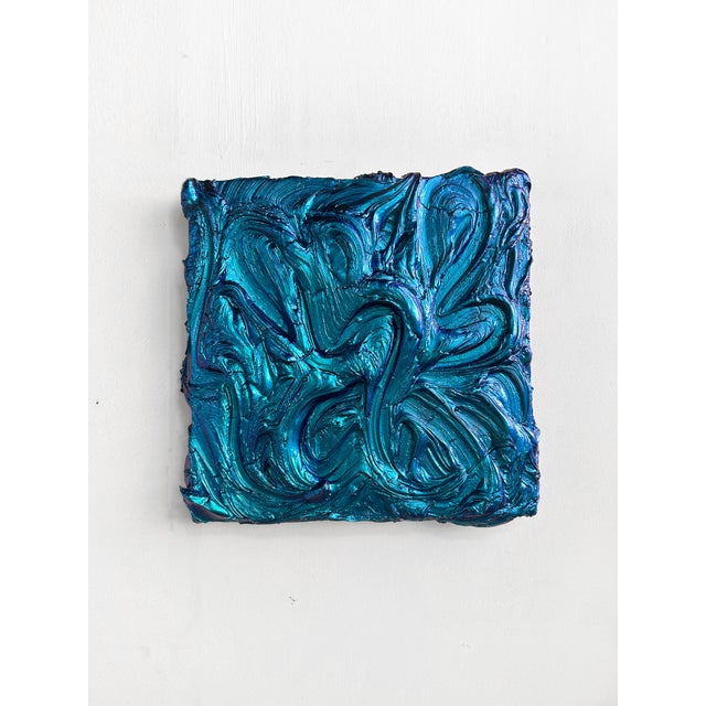 2020s Contemporary Abstract Mixed Media on Wood "Saturn Blue" by Nikolaos Schizas For Sale - Image 5 of 6