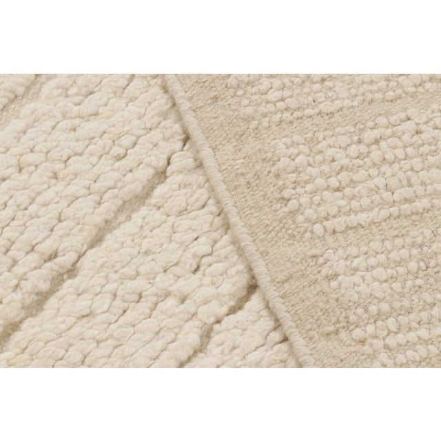 Textile Rug & Kilim’s Textural Kilim Rug in Cream and White High-Low Stripes - 14x20 For Sale - Image 7 of 7