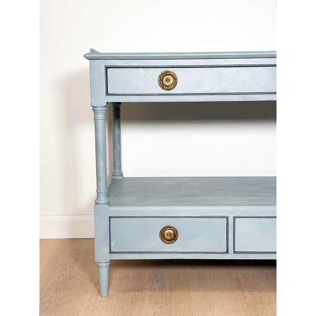 Wood 1920s Dusty Blue French Style Side Table, Newly Refinished For Sale - Image 7 of 14