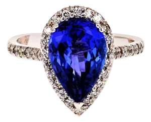 4.36 Carat Tanzanite Diamond 18 Karat White Gold Cocktail Ring, Size 7